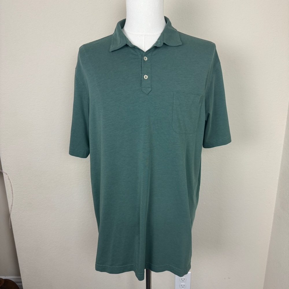 Peter Millar Men’s Solid Green Short Sleeve Polo | Size XL
